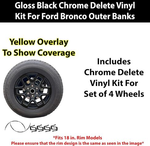 BOGAR TECH DESIGNS for Ford Bronco 2021-2026 Wheel Rim Chrome Delete – Precut Vinyl Trim Overlay, Gloss Black Blackout Look in Saudi Arabia