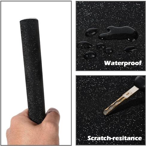 Matte Glitter Black Vinyl Wrap for Cars Motorcycle Exterior Interior Decals, Car Styling Vinyl Car Wrap Sticker Sheet (59.8" x 19.69") in Kuwait