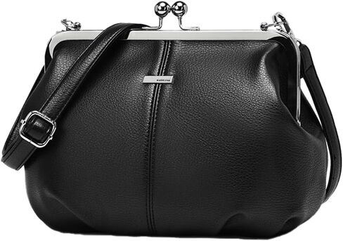 Slouchy Women's PU Leather Kiss Lock Crossbody Bag Kiss Clasp Purse Crossbody Shoulder Bags Hobo Wallet Handbags Tote Purses in Saudi Arabia