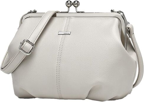 Slouchy Women's PU Leather Kiss Lock Crossbody Bag Kiss Clasp Purse Crossbody Shoulder Bags Hobo Wallet Handbags Tote Purses in Saudi Arabia