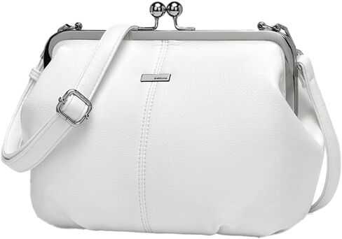 Slouchy Women's PU Leather Kiss Lock Crossbody Bag Kiss Clasp Purse Crossbody Shoulder Bags Hobo Wallet Handbags Tote Purses in Saudi Arabia