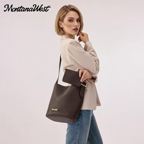 Montana West Medium Hobo Bags for Women with Coin Purse, Soft PU Leather Bucket Shoulder Ladies Handbag with Adjustable Strap in Saudi Arabia