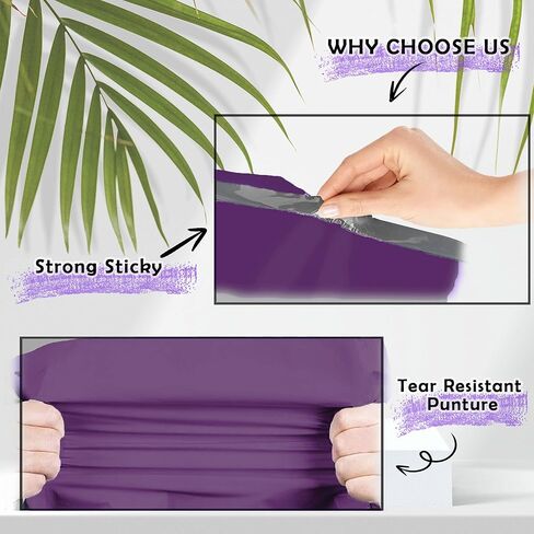 Yens Poly Mailers 12X15.5 100 حزمة أرجوانية، أظرف شحن ذاتية اللصق قوية مقاومة للماء للشحن والبريد والتعبئة M5 in Saudi Arabia