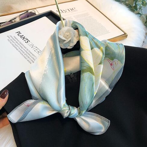 Silk Scarf for Women - Elegant 53x53cm Square Lightweight Breathable Gift for Business, Dinner, Party, Everyday Women Men Small Square Digital Printed Scarves in Saudi Arabia
