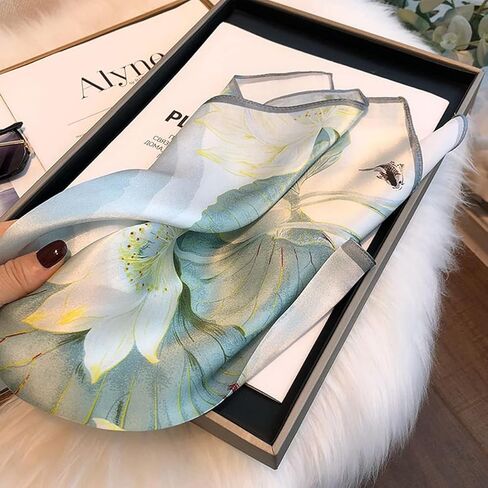 Silk Scarf for Women - Elegant 53x53cm Square Lightweight Breathable Gift for Business, Dinner, Party, Everyday Women Men Small Square Digital Printed Scarves in Saudi Arabia