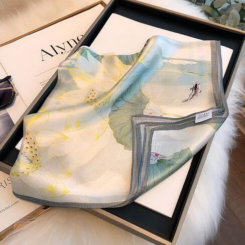 Silk Scarf for Women - Elegant 53x53cm Square Lightweight Breathable Gift for Business, Dinner, Party, Everyday Women Men Small Square Digital Printed Scarves in Saudi Arabia