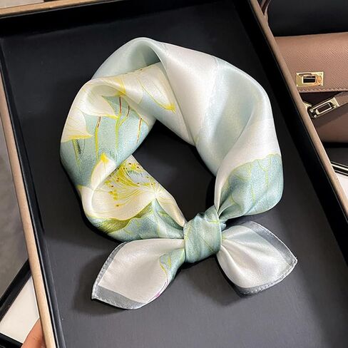 Silk Scarf for Women - Elegant 53x53cm Square Lightweight Breathable Gift for Business, Dinner, Party, Everyday Women Men Small Square Digital Printed Scarves in Saudi Arabia