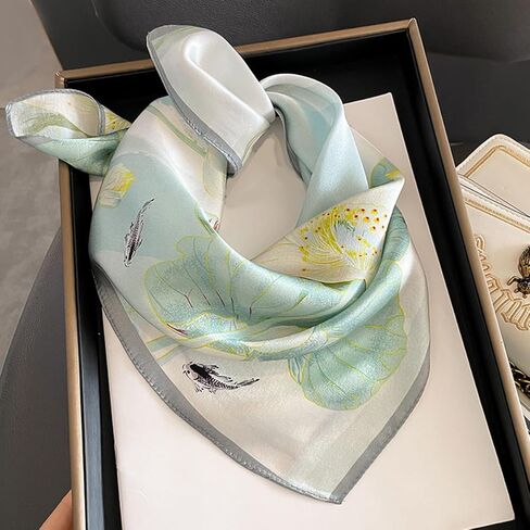 Silk Scarf for Women - Elegant 53x53cm Square Lightweight Breathable Gift for Business, Dinner, Party, Everyday Women Men Small Square Digital Printed Scarves in Saudi Arabia