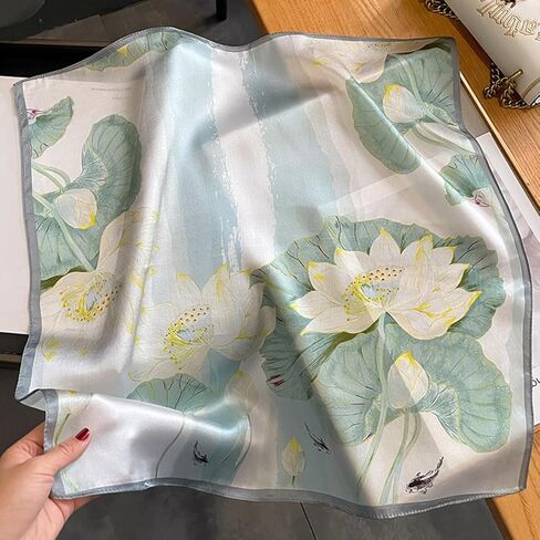 Silk Scarf for Women - Elegant 53x53cm Square Lightweight Breathable Gift for Business, Dinner, Party, Everyday Women Men Small Square Digital Printed Scarves in Saudi Arabia