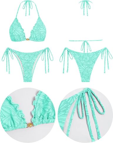 ZAFUL Women's Halter Triangle Bikini String Bikini Set for Women Two Piece Swimsuit Bathing Suits in Saudi Arabia