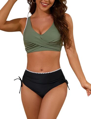 Womens High Waisted Bikini Sets Tummy Control Swimsuits 2 Piece Puch Up Bathing Suits Swim Wear in Saudi Arabia