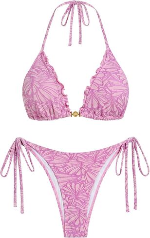 ZAFUL Women's Halter Triangle Bikini String Bikini Set for Women Two Piece Swimsuit Bathing Suits in Saudi Arabia