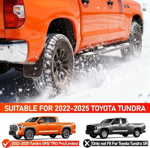 اللوحات الطينية لسيارة Toyota Tundra 2022-2026، واقيات الرذاذ الأمامية والخلفية المطورة لجميع الأحوال الجوية متوافقة مع Tundra 2022 2023 2024 2025 2026، 4 قطع لا تتطلب الحفر (لا تناسب موديلات SR) in Saudi Arabia