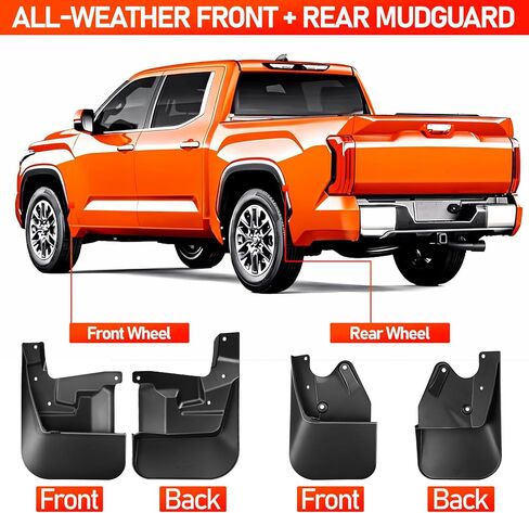 اللوحات الطينية لسيارة Toyota Tundra 2022-2026، واقيات الرذاذ الأمامية والخلفية المطورة لجميع الأحوال الجوية متوافقة مع Tundra 2022 2023 2024 2025 2026، 4 قطع لا تتطلب الحفر (لا تناسب موديلات SR) in Saudi Arabia