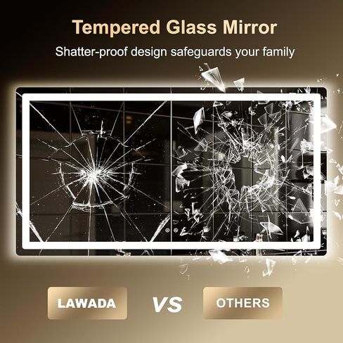 مرآة حمام LED، مرآة حمام مقاس 30 × 55 بوصة مع أضواء للجدار، مقاومة ذكية للضباب، قابلة للتعتيم بدون خطوات مع 3 أوضاع ألوان، إضاءة خلفية + إضاءة أمامية، وظيفة الذاكرة، مدرجة في قائمة ETL in Kuwait