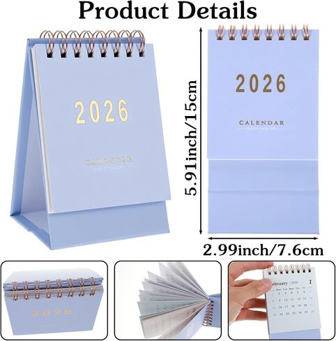 Mini Desk Calendar 2026, Funny Calendar with 18-Month Planning, Small Calendar for Home, Office, School, Cute Desk Calendar with Twin-Wire Binding (Runs From January 2026 until July 2027, Purple) in Saudi Arabia