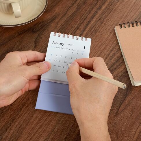 Mini Desk Calendar 2026, Funny Calendar with 18-Month Planning, Small Calendar for Home, Office, School, Cute Desk Calendar with Twin-Wire Binding (Runs From January 2026 until July 2027, Purple) in Saudi Arabia
