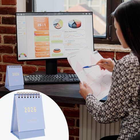 Mini Desk Calendar 2026, Funny Calendar with 18-Month Planning, Small Calendar for Home, Office, School, Cute Desk Calendar with Twin-Wire Binding (Runs From January 2026 until July 2027, Purple) in Saudi Arabia