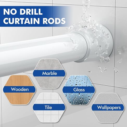 2 حزمة من قضبان ستائر التوتر البيضاء القابلة للتعديل 16-40 بوصة، قضيب شد مع 4 حوامل، قضبان ستائر غير مثقبة للنافذة، المطبخ، الحمام in Kuwait