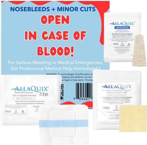 Stop Bleeding Quick Pack Sample Trial Pack (1 Each of Hemostatic Blood Stoppers: Gauze, Bandage, Nose Plug) in Saudi Arabia