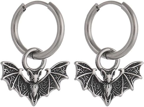 Bat Earrings for Men Women, Stainless Steel Vampire Hoop Earrings, Punk Gothic Halloween Jewelry in Saudi Arabia