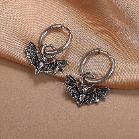 Bat Earrings for Men Women, Stainless Steel Vampire Hoop Earrings, Punk Gothic Halloween Jewelry in Saudi Arabia