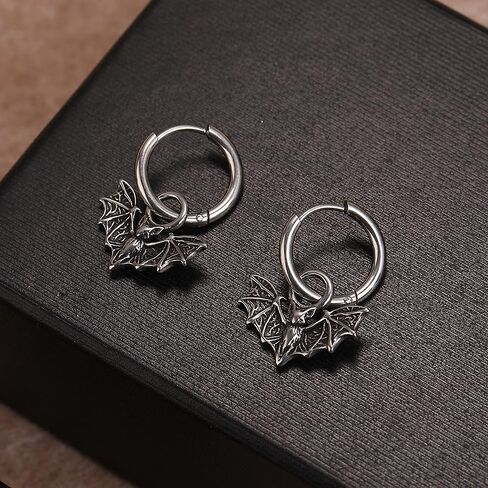 Bat Earrings for Men Women, Stainless Steel Vampire Hoop Earrings, Punk Gothic Halloween Jewelry in Saudi Arabia