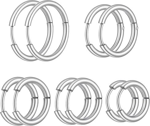 10 Pairs Hoop Earrings for Men, Small Silver Hoop Earrings Set 316L Surgical Steel Piercings Cartilage Earring Hoop Hypoallergenic Hoop Earrings for Women Men (8mm - 16mm) in Saudi Arabia