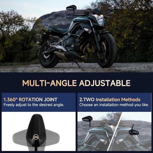 Bar End Mirrors - 7/8" Handlebars Motorcycle Side Mirrors Compatible with Honda Rebel 300 500,CB650R,Vulcan S,Z900, V Star 650,MT-07,MT-09,Road King, Street Glide in Saudi Arabia