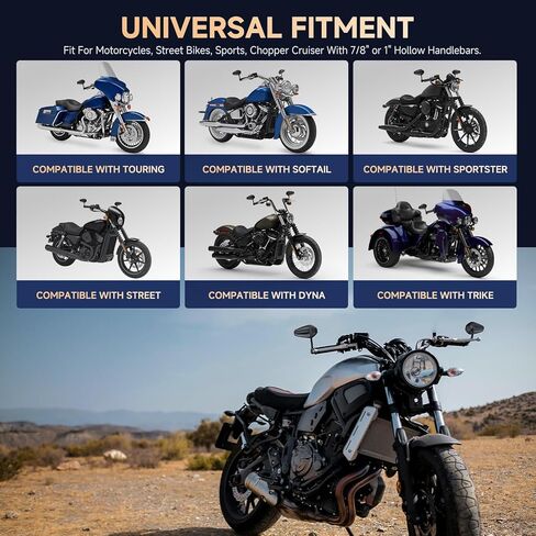 Bar End Mirrors - 7/8" Handlebars Motorcycle Side Mirrors Compatible with Honda Rebel 300 500,CB650R,Vulcan S,Z900, V Star 650,MT-07,MT-09,Road King, Street Glide in Saudi Arabia
