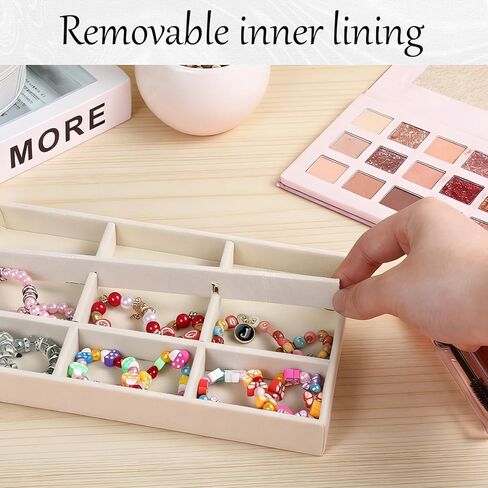 8 PCS Jewelry Drawer Organizer Inserts, Stackable Jewelry Organizer Tray Multi Grid Earring Tray 4 Styles for Storing Necklaces, Rings, Earrings, Dressing Tables and Drawers-Beige in Saudi Arabia
