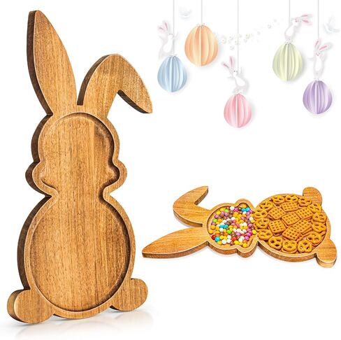 Farmhouse Bunny Serving Wood Trays, Nesting Rabbit-Shaped Wooden Charcuterie Serving Platters for Easter or Spring Rustic Decorative in Saudi Arabia