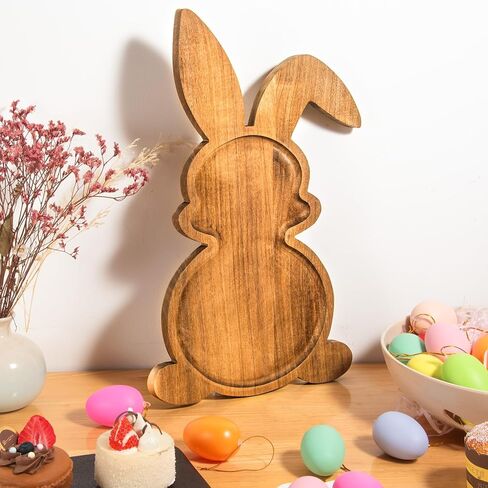 Farmhouse Bunny Serving Wood Trays, Nesting Rabbit-Shaped Wooden Charcuterie Serving Platters for Easter or Spring Rustic Decorative in Saudi Arabia