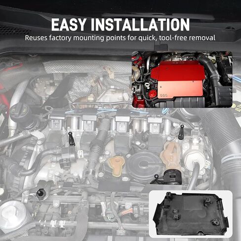 غطاء محرك ألومنيوم Bevinsee متوافق مع VW متوافق مع Golf MK7/7.5 GTI، متوافق مع Jetta GLI، متوافق مع Atlas 2015-2020، بديل لـ 06K103925G، أحمر in Kuwait