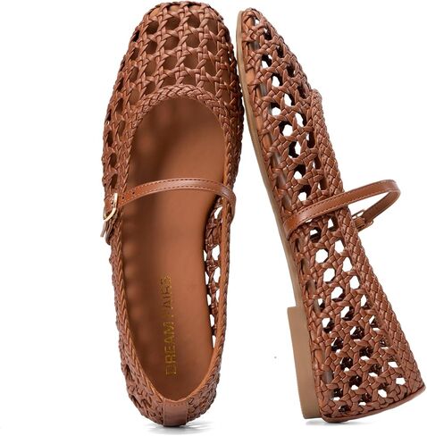 DREAM PAIRS Woven Ballet Mary Jane Flats for Women | Dressy Comfortable Square Toe Ballerina Flats,with Adjustable Buckle Strap,suitable for Work Casual Travel Daily in Kuwait