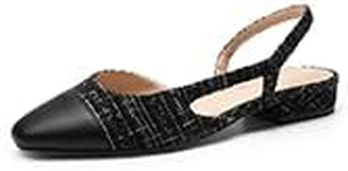 DREAM PAIRS المرأة Slingback الشقق ساحة تو الباليه متأنق الشقق كعب منخفض اللباس أحذية للعمل عارضة العمل مكتب حفل زفاف in Saudi Arabia