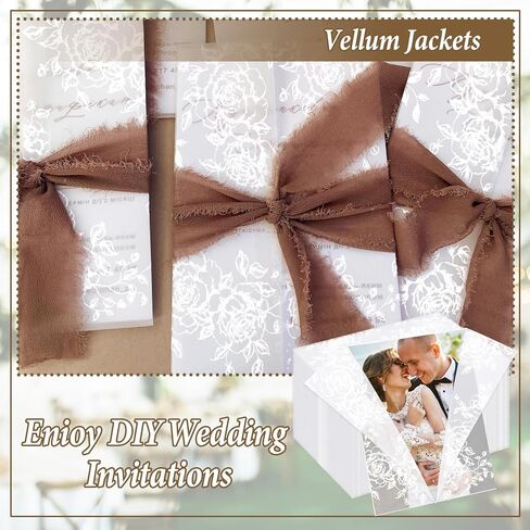 100 قطعة من سترات Vellum من Ysglory لدعوات 5 × 7 وأكمام دعوة ورقية من ورق Vellum مطوية مسبقًا وبطانة شفافة 115 جرامًا لكل متر مربع لحفلات الزفاف وأعياد الميلاد وحفلات استقبال المولود الجديد in Kuwait