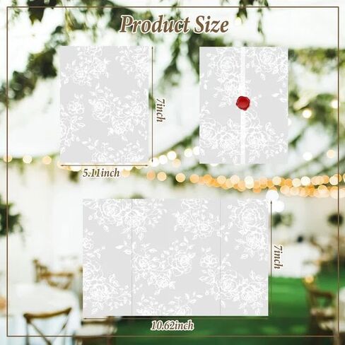 100 قطعة من سترات Vellum من Ysglory لدعوات 5 × 7 وأكمام دعوة ورقية من ورق Vellum مطوية مسبقًا وبطانة شفافة 115 جرامًا لكل متر مربع لحفلات الزفاف وأعياد الميلاد وحفلات استقبال المولود الجديد in Kuwait