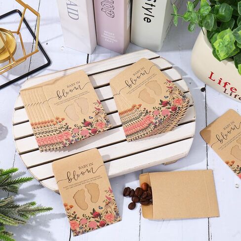 jarThenaAMCS 50 قطعة من عبوات بذور استحمام الطفل البرية، مغلف كرافت ذاتي اللصق مع نافذة بصمة القدم، جيوب تخزين بذور الأزهار العتيقة للأطفال في بلوم من أجل الكشف عن الجنس في عيد الميلاد in Kuwait