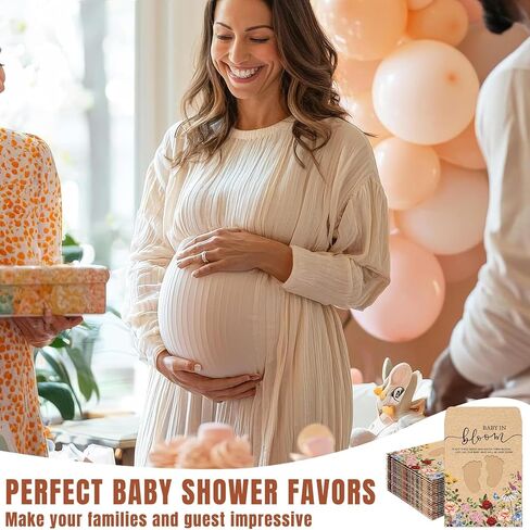 jarThenaAMCS 50 قطعة من عبوات بذور استحمام الطفل البرية، مغلف كرافت ذاتي اللصق مع نافذة بصمة القدم، جيوب تخزين بذور الأزهار العتيقة للأطفال في بلوم من أجل الكشف عن الجنس في عيد الميلاد in Kuwait