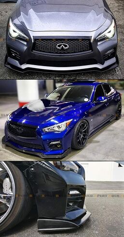 JDM الإصدار 3 المصد الأمامي مقسم الشفاه السفلي للذقن متوافق مع طراز 2014-2017 Infiniti Q50 S Sport in Saudi Arabia