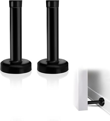 2 Pack Matte Black Door Stoppers, Heavy Duty 304 Stainless Steel No Drill Wall Protector with Adhesive & Screws, Sound Dampening for Home Office Garage in Saudi Arabia