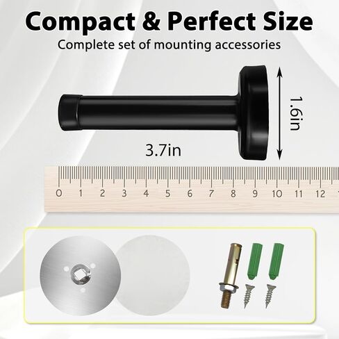 2 Pack Matte Black Door Stoppers, Heavy Duty 304 Stainless Steel No Drill Wall Protector with Adhesive & Screws, Sound Dampening for Home Office Garage in Saudi Arabia