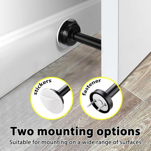 2 Pack Matte Black Door Stoppers, Heavy Duty 304 Stainless Steel No Drill Wall Protector with Adhesive & Screws, Sound Dampening for Home Office Garage in Saudi Arabia