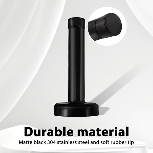2 Pack Matte Black Door Stoppers, Heavy Duty 304 Stainless Steel No Drill Wall Protector with Adhesive & Screws, Sound Dampening for Home Office Garage in Saudi Arabia