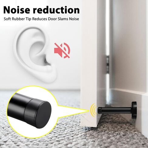 2 Pack Matte Black Door Stoppers, Heavy Duty 304 Stainless Steel No Drill Wall Protector with Adhesive & Screws, Sound Dampening for Home Office Garage in Saudi Arabia