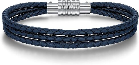 Genuine Leather Bracelet for Men - Stainless Steel Clasp & - Gift for Him, Boyfriend, Husband in Kuwait