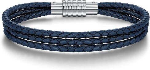 Genuine Leather Bracelet for Men - Stainless Steel Clasp & - Gift for Him, Boyfriend, Husband in Saudi Arabia