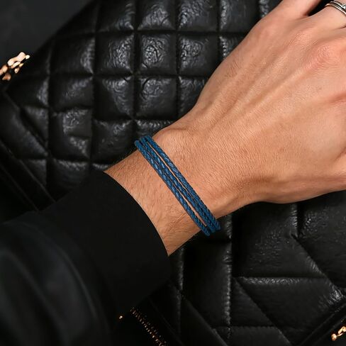 Genuine Leather Bracelet for Men - Stainless Steel Clasp & - Gift for Him, Boyfriend, Husband in Saudi Arabia