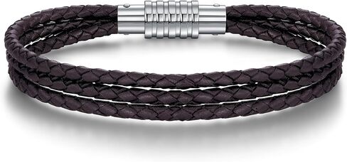 Genuine Leather Bracelet for Men - Stainless Steel Clasp & - Gift for Him, Boyfriend, Husband in Saudi Arabia